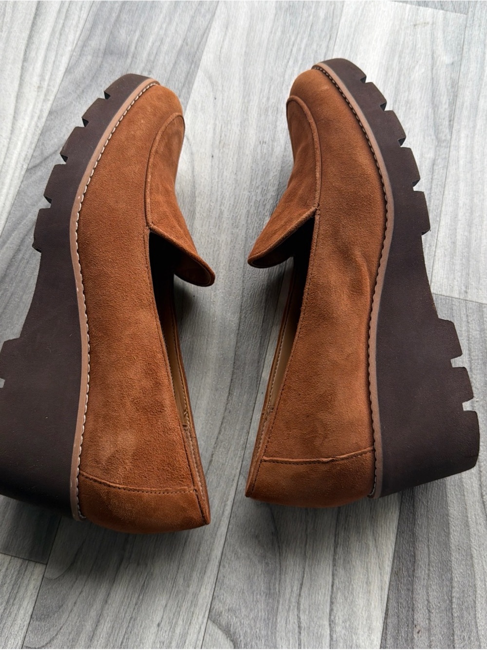 Vionic Womens Size 10 Toffee Suede Ava Wedge Loafers Comfort Slip On Shoes - Picture 5 of 10
